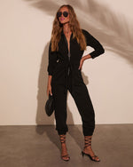 Black % Rinko Tie Waist Jumpsuit-5