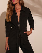 Black % Rinko Tie Waist Jumpsuit-3