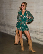 Lovelyn Floral Waist Tie Mini Shirt Dress