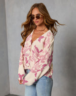 Mauve Floral % Honeyed Timber Knit Printed Cardigan-3