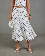 Spotted Dream Polka Dot Linen Blend Midi Skirt