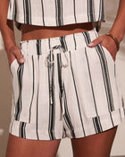 White Multi % Sunny Days Striped Shorts-1