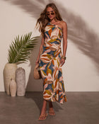 Sisanie Abstract One Shoulder Dress