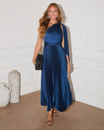 Teal % Tallisa One Shoulder Plisse Midi Dress-1