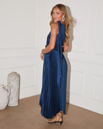 Teal % Tallisa One Shoulder Plisse Midi Dress-4