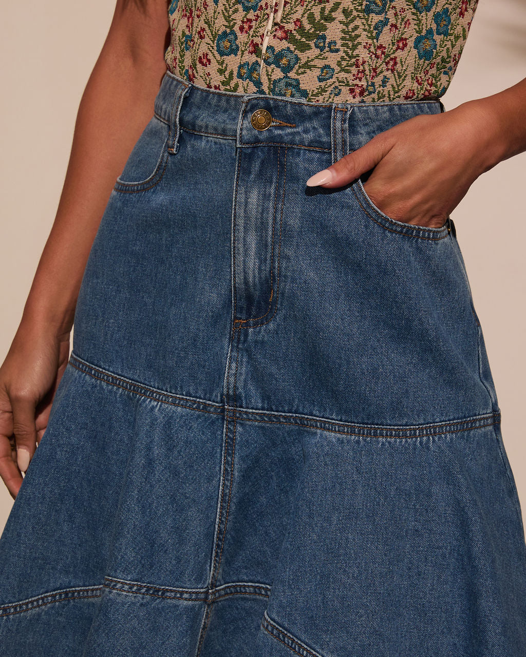 Grizelle High Low Denim Maxi Skirt – VICI