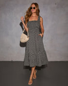 Black Multi % Josephina Floral Tie Strap Midi Dress-1