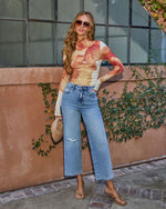 Garden Gallery Floral Mock Neck Top