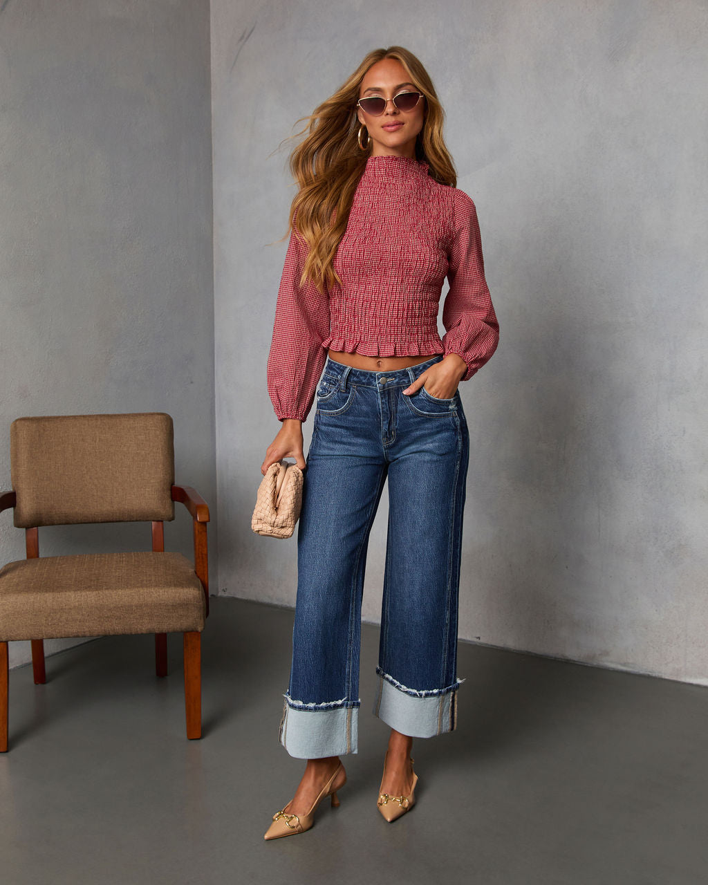 Emberlin Smocked Mock Neck Top – VICI
