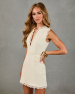 Catching Feelings Twill Lace Trim Mini Dress
