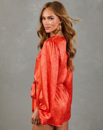 City Heat Satin Jacquard Belted Romper