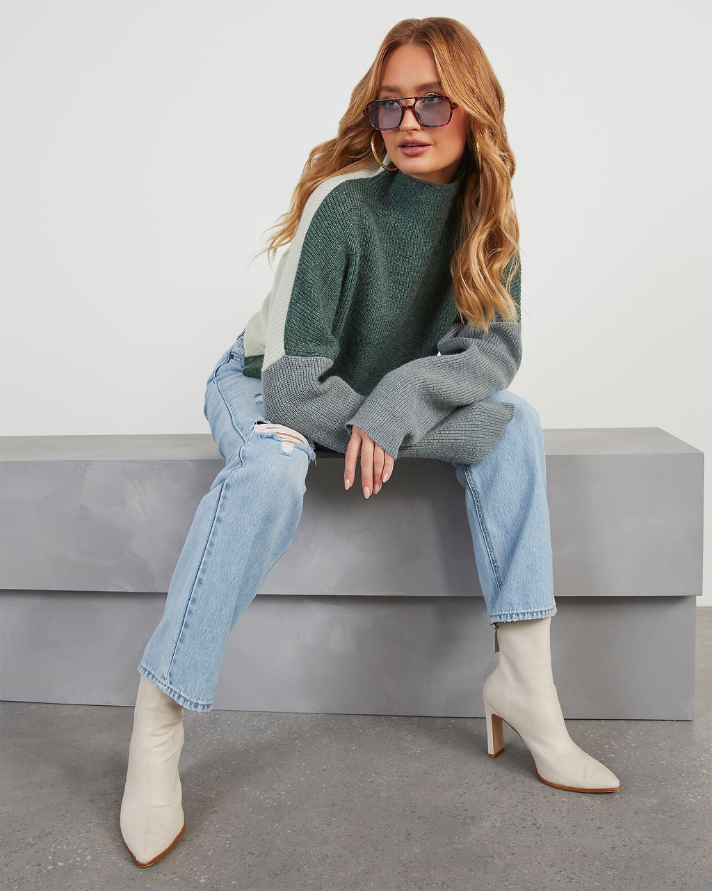 Josephina Colorblock Mock Neck Pullover Sweater – VICI