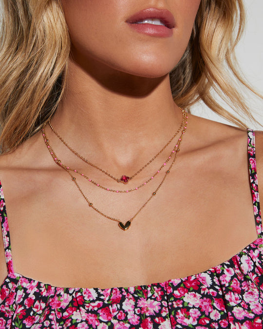 Pink % Starlight Charm Layered Necklace-1