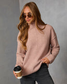 Taupe % Malia Mock Neck Seamed Sweater-1