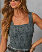 Forest Night % Alysson Textured Floral Tank-1