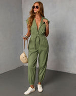 Dalena Short Sleeve Tie Waist Jumpsuit