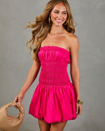 Weekend Agenda Smocked Bubble Hem Mini Dress
