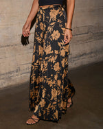 Dusk Theory Pleated Satin Floral Wide Leg Pants