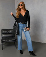 Black % Let It Glow Drape Sweater Bodysuit-6