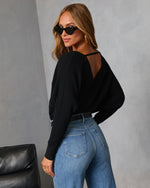 Black % Let It Glow Drape Sweater Bodysuit-4