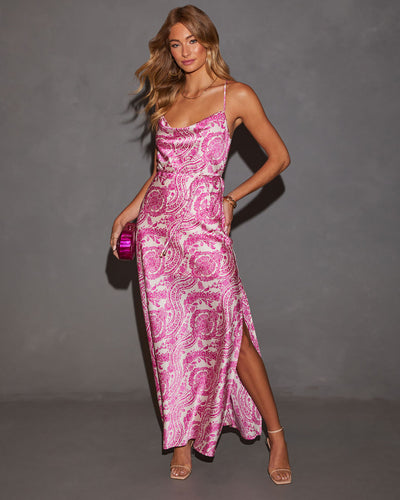 estella dress halter neck Cowl Tie Waist Printed Maxi – VICI maternity pictures dress