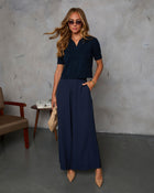 Indigo % Madi Pocketed Wide Leg Pants-1