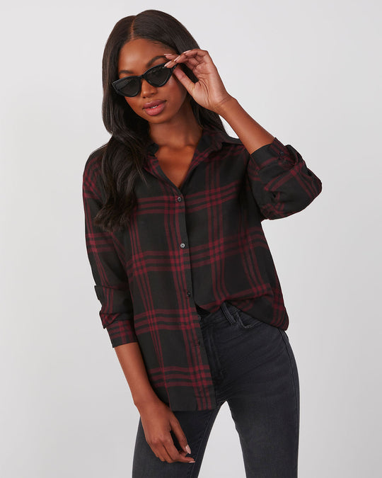Penny Plaid Button Down Top