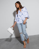 Betsey Floral Linen Long Sleeve Blouse