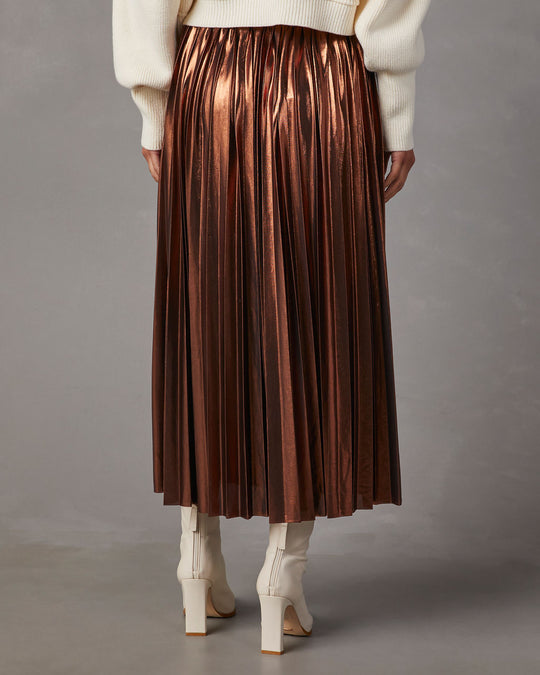 Copper % Electric Energy Pleated Midi Skirt-4