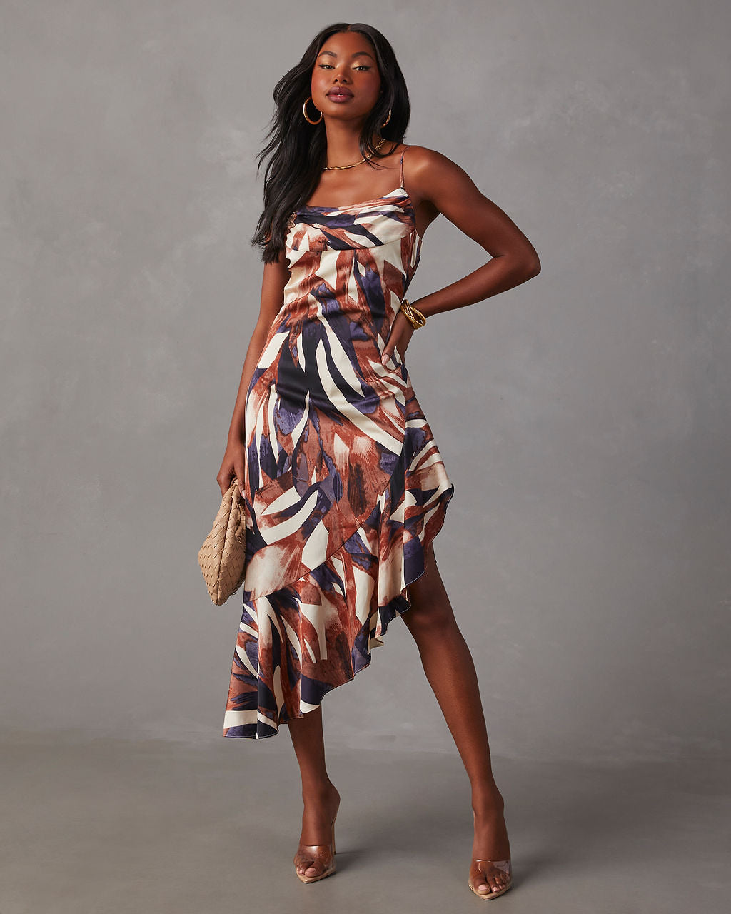 Zaria Printed Slip Midi Dress – VICI