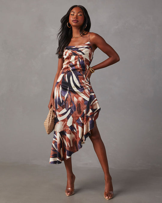 Zaria Printed Slip Midi Dress