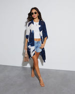 Navy % Morning Glory Kimono-1