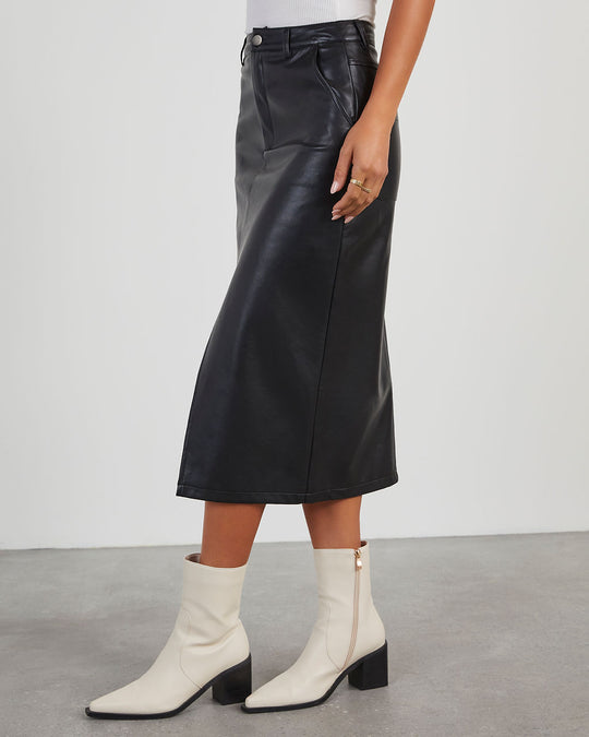 Renia Faux Leather Midi Skirt – VICI