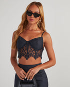 Navy %  Whitmore Pinstripe Lace Corset Top-1