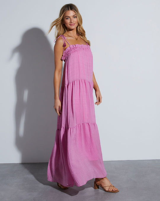 Pink % Shayna Flowy Tiered Maxi Dress-2