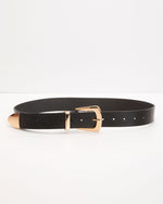 Black/Gold % Pisces Wide Metal Tip Belt-2