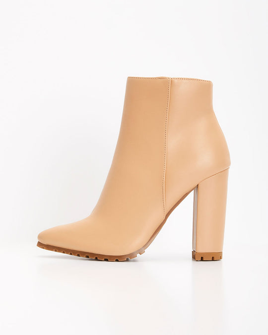 Tan % City Slang Faux Leather Heeled Bootie-2