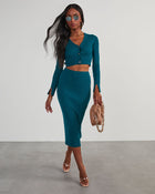 Teal % Jillian Ribbed Midi Skirt-1