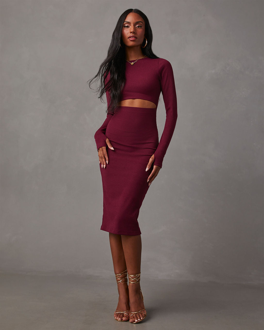 Body Language Ribbed Cutout Midi Dress - Black