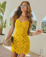 Yellow % Savenah Crochet Mini Dress-3
