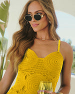 Yellow % Savenah Crochet Mini Dress-6
