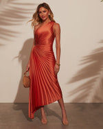 Peach % Modern Day Glam One Shoulder Asymmetrical Maxi Dress-1