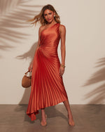 Peach % Modern Day Glam One Shoulder Asymmetrical Maxi Dress-3