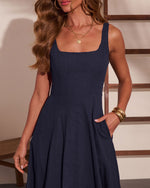 Honeyed Horizon Fit and Flare Midi Dress