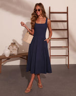 Honeyed Horizon Fit and Flare Midi Dress