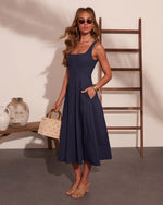 Honeyed Horizon Fit and Flare Midi Dress