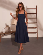 Honeyed Horizon Fit and Flare Midi Dress