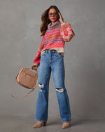  Multi % Monet Knit Printed Turtleneck Pullover Sweater-6