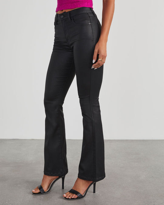 Black %  Yessi High Rise Flare Jeans-2