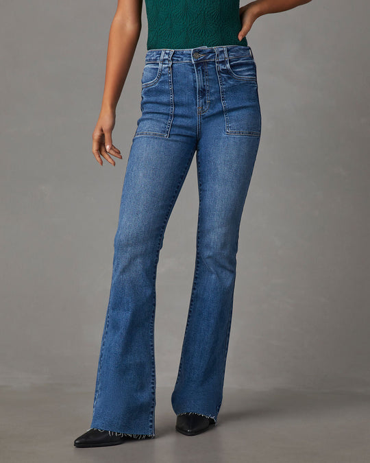 All Worthy Hunter McGrady Tall Flared Jeans-Med Wash-Tall 20-NEW-A455373